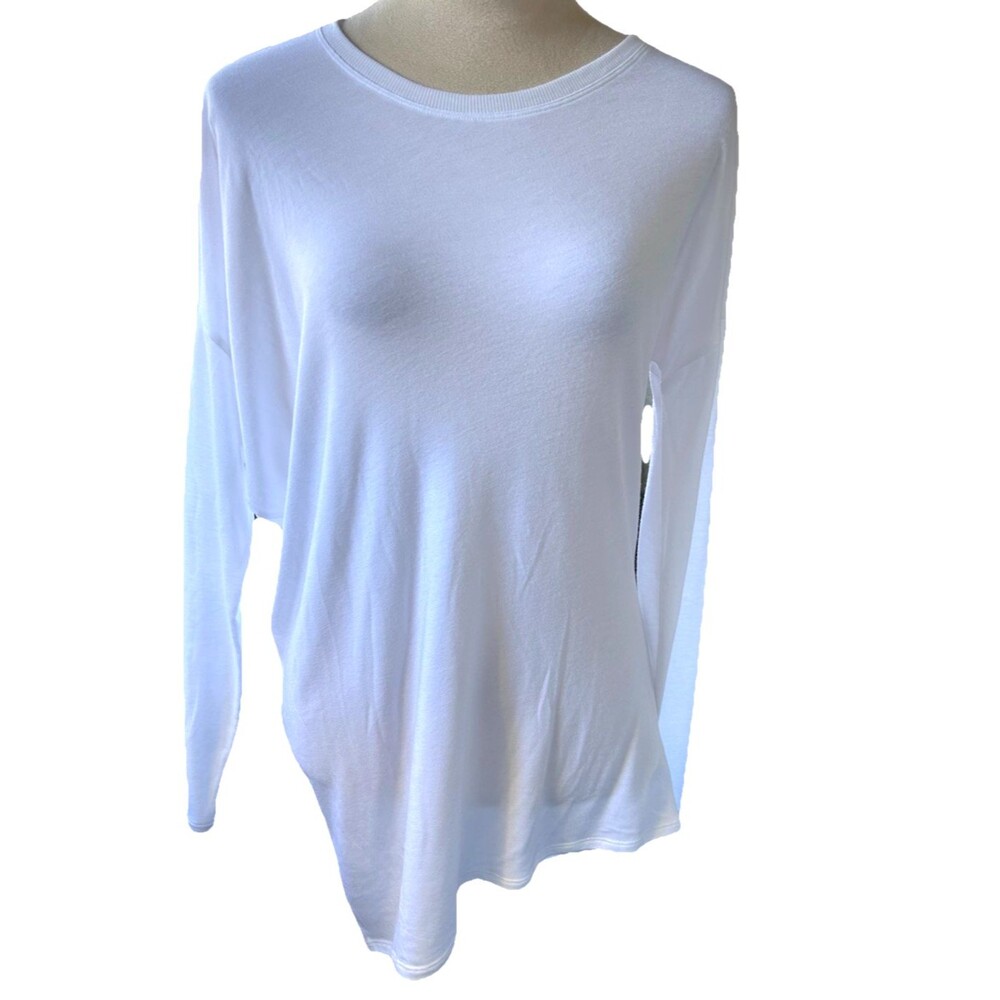 Athleta Women S Cloudlight Restore White Crew Neck Asymmetrical Relaxed  Top